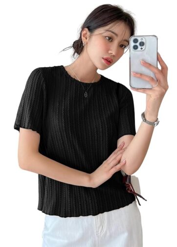 GRECIILOOKS Women's Poly Cotton Regular Fit Crop Top, Loose Fit Oversized Shirts & Stylish Korean Tank Tops for Summer Wear (Available in Plus Size and Combo Pack of 2)
